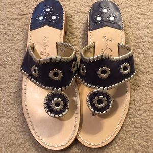 Jack Rodgers navy and silver classic sandals